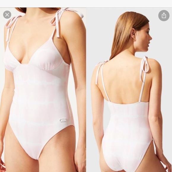 Solid & striped pink Olympia ballet tie dye one piece swimsuit size S - Picture 2 of 2